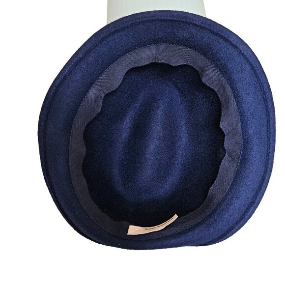 Juicy Couture Fedora Womens One Size Navy 100% Wool Felt Studded Band Bow Hat - Picture 6 of 16
